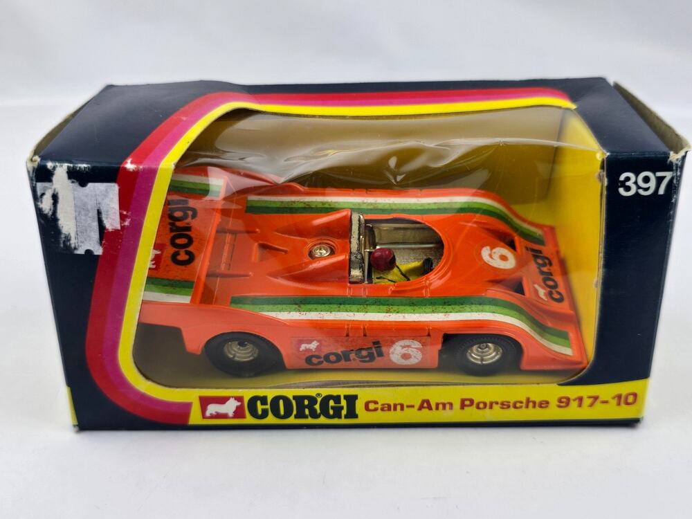 1973 Mettoy Corgi Can-Am Porsche 917-10 diecast Orange car new in (poor) box